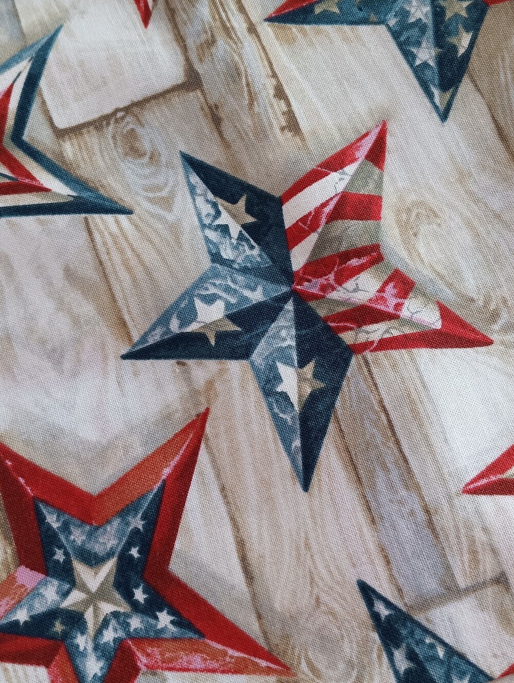 Stars on wood patriotic cotton fabric yards 2 3/4 yds x 42"
